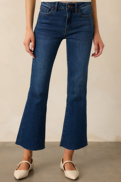 Back And Forth Dark Wash Cropped Flare Jeans