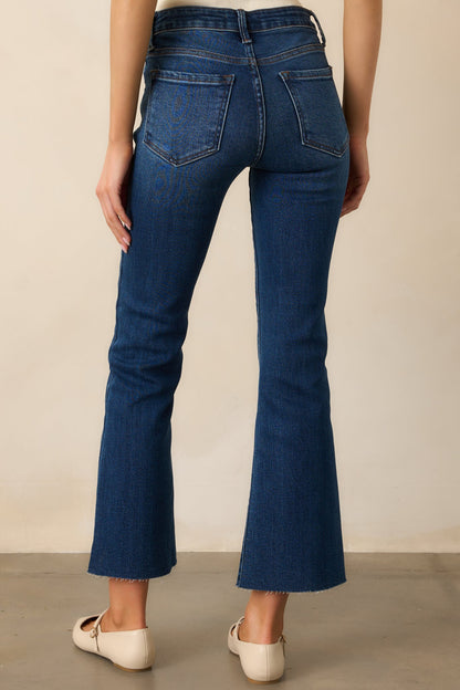 Back And Forth Dark Wash Cropped Flare Jeans