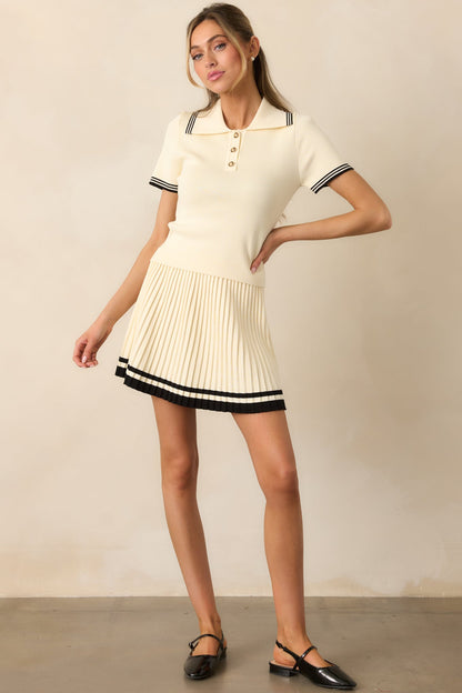 Give It Your All Ivory Pleated Mini Skirt