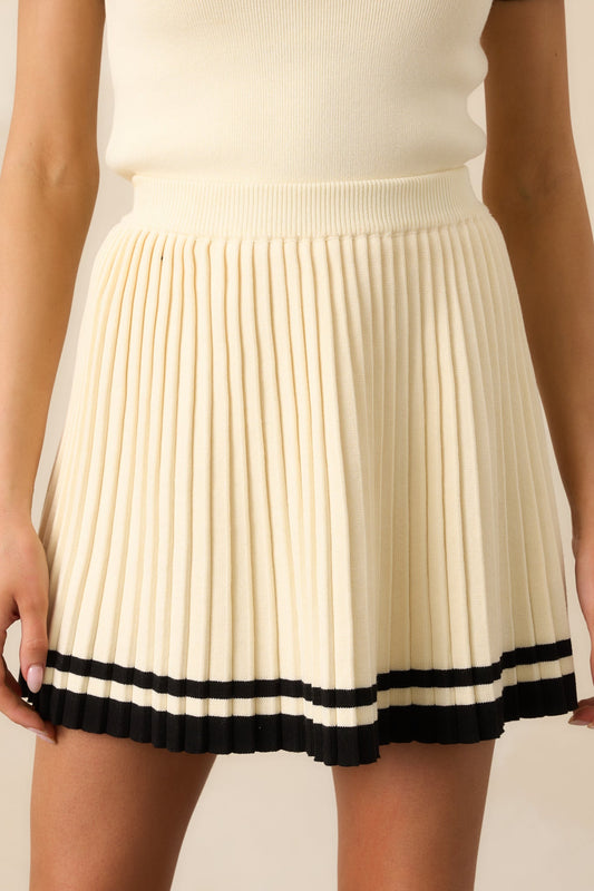 Give It Your All Ivory Pleated Mini Skirt
