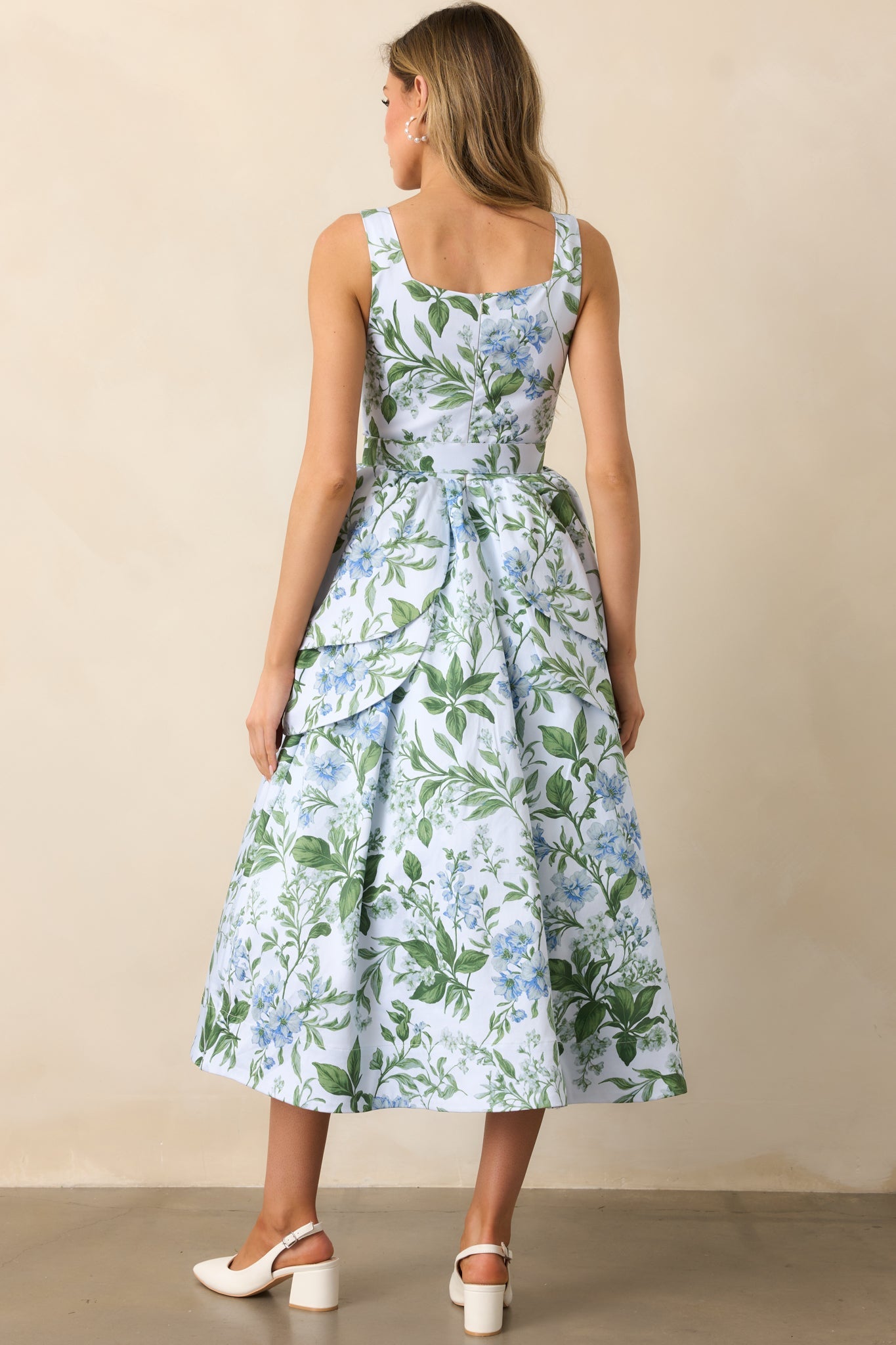 Diana Blue Lilacs Botanical Print Cotton Petal Maxi Dress