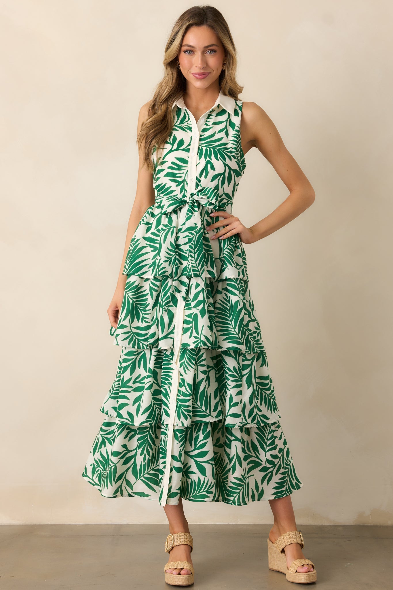 Garden Social Green Floral Maxi Shirt Dress