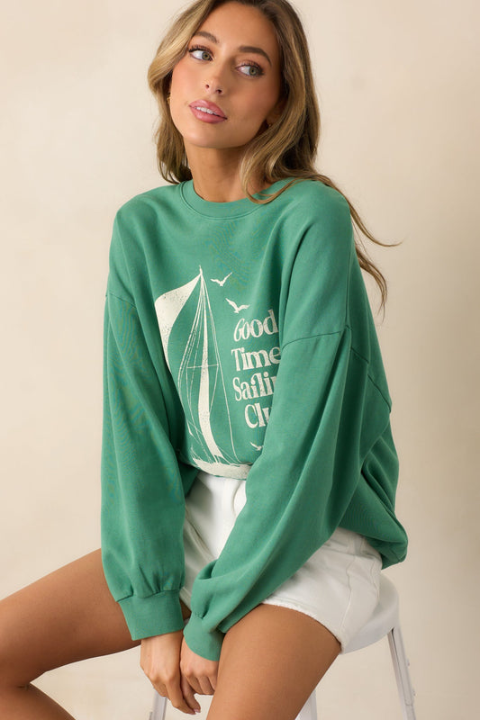Z Supply Sail Away Sunday Green Sweatshirt