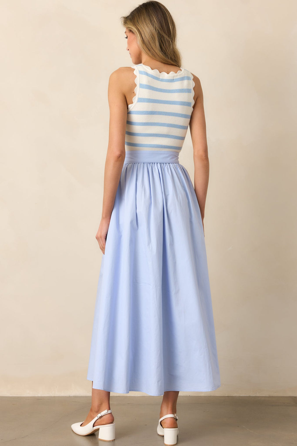 Greer Blue Belle Stripe Cotton Midi Dress