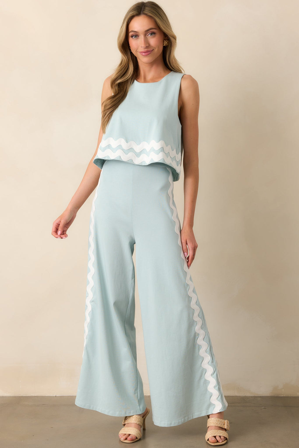 Kayla Ancient Waters Aqua Cotton Jumpsuit