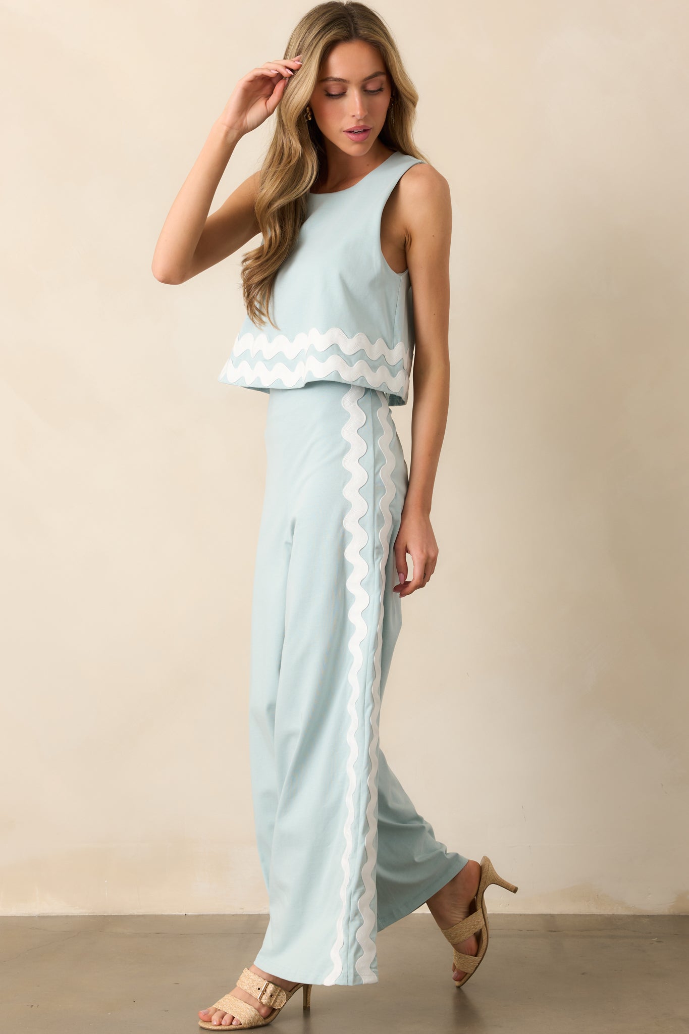 Kayla Ancient Waters Aqua Cotton Jumpsuit