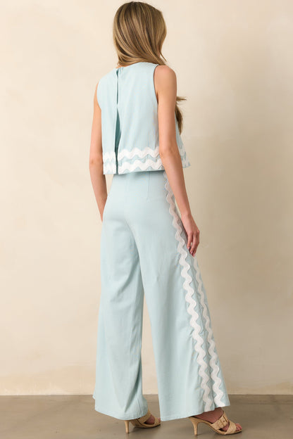 Kayla Ancient Waters Aqua Cotton Jumpsuit