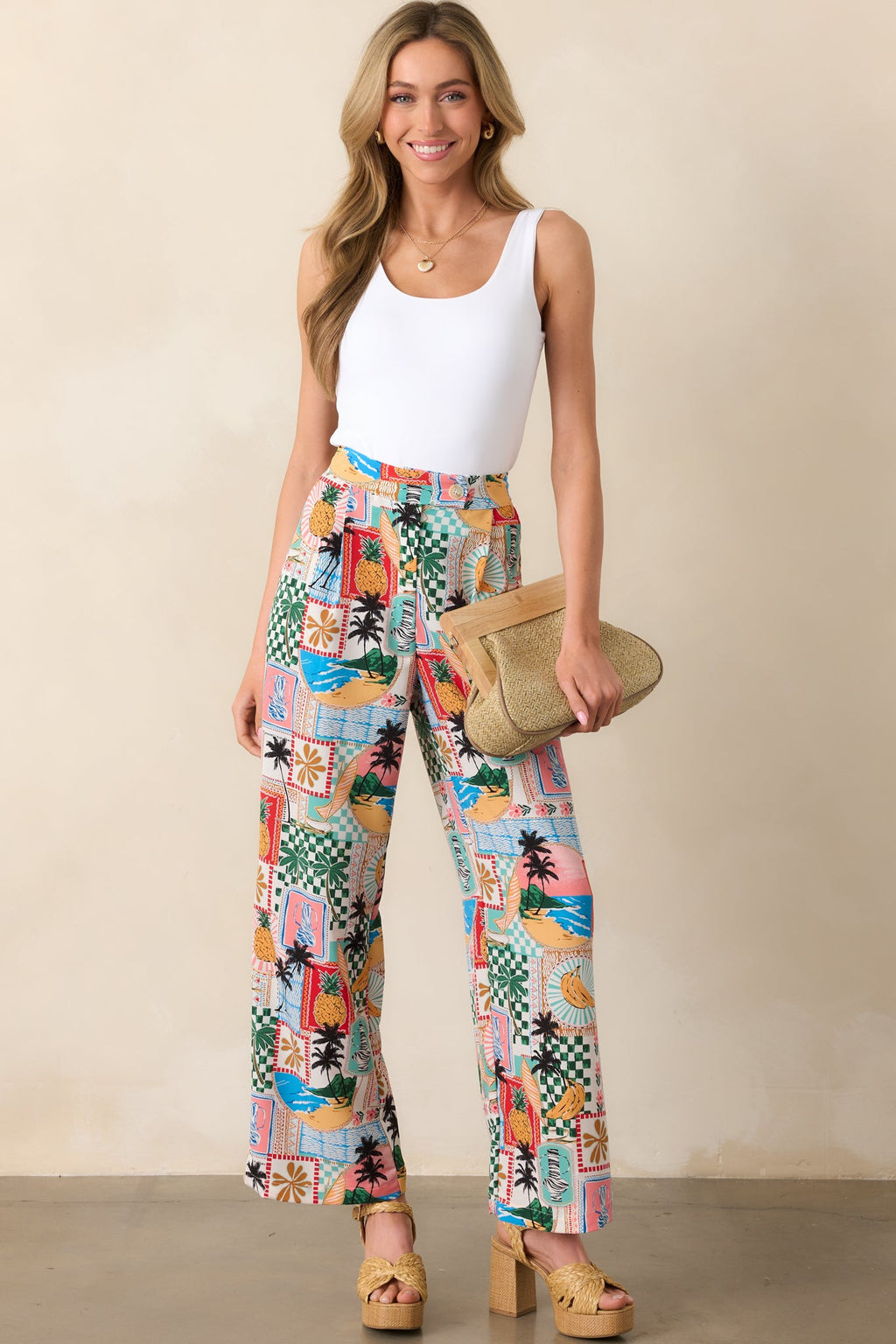 Castaway Calm Multi Tropical Print Pants