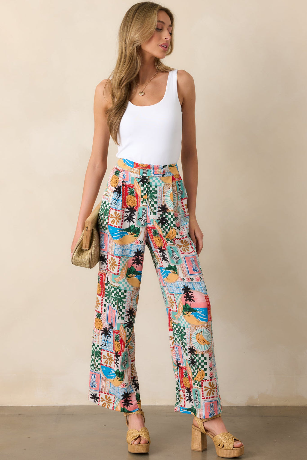 Castaway Calm Multi Tropical Print Pants