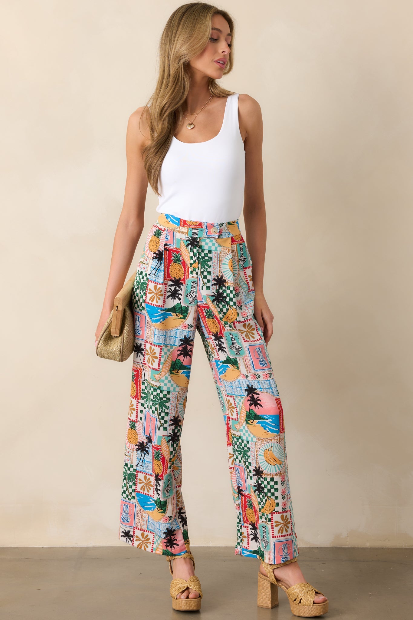 Castaway Calm Multi Tropical Print Pants