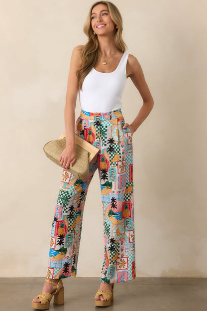 Castaway Calm Multi Tropical Print Pants