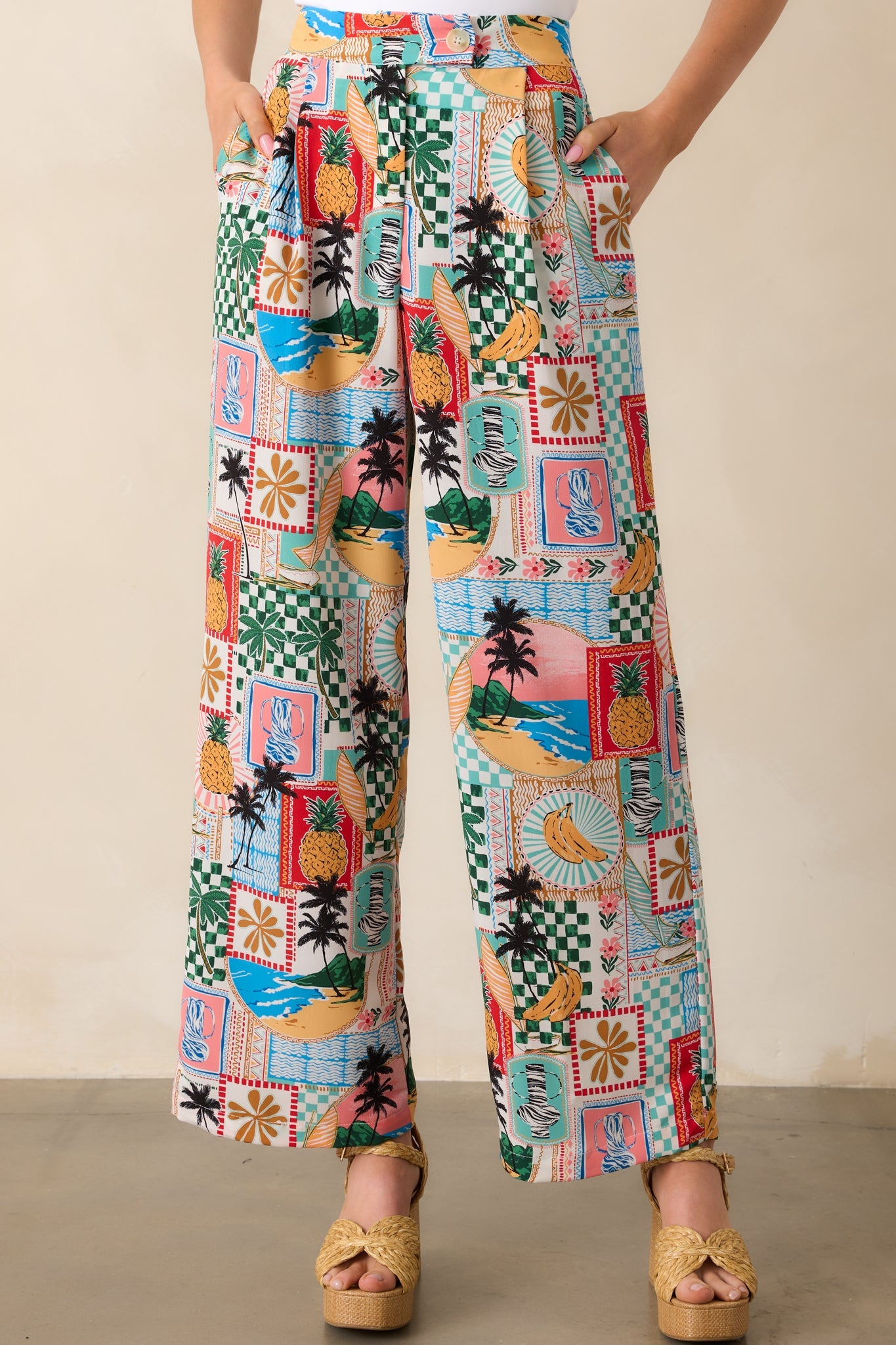Castaway Calm Multi Tropical Print Pants