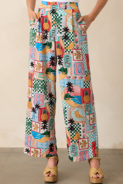 Castaway Calm Multi Tropical Print Pants