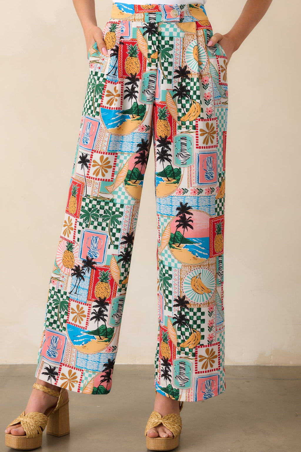 Castaway Calm Multi Tropical Print Pants
