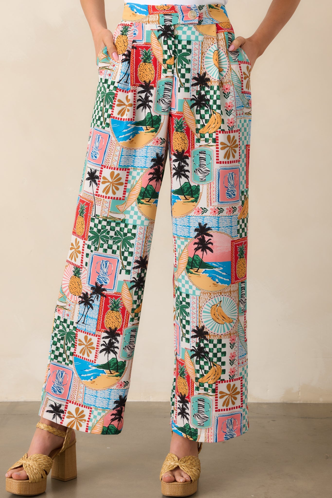 Castaway Calm Multi Tropical Print Pants