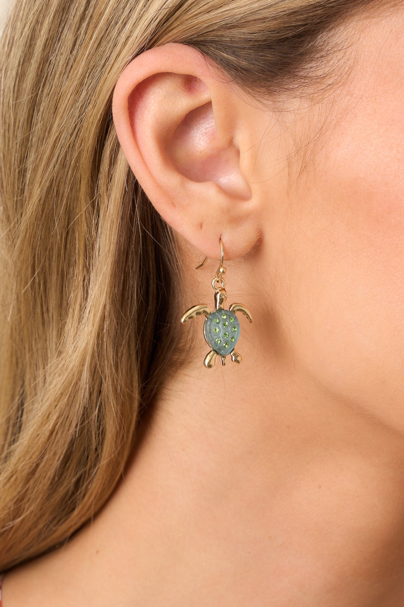 Drifting Tides Gold & Turquoise Turtle Drop Earrings