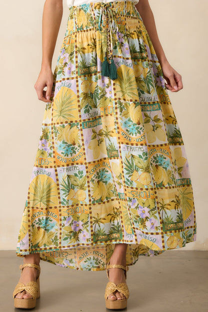 Stopping Time Green Tropical Print Maxi Skirt