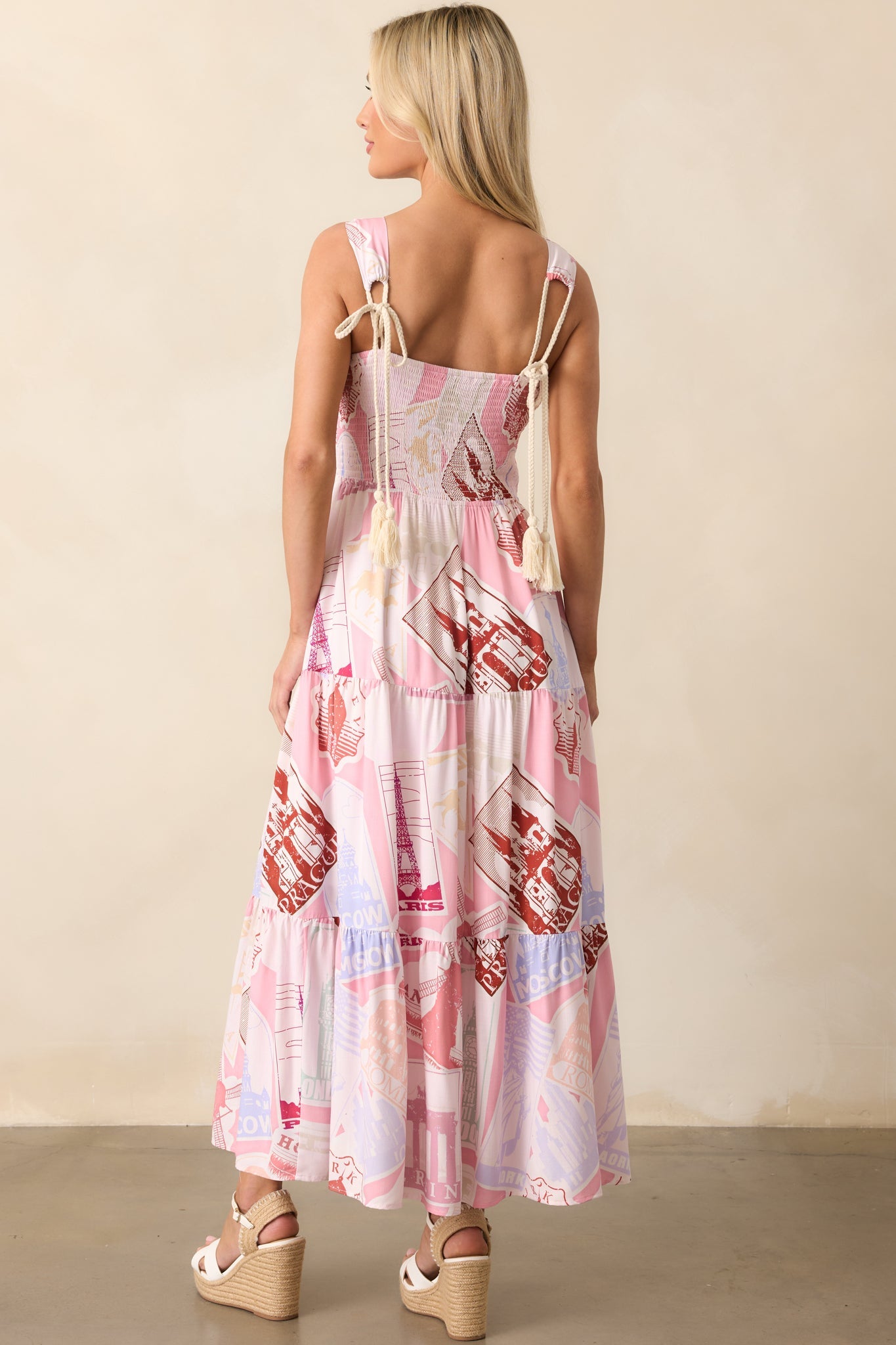 Adair Passport Print Pink Midi Dress