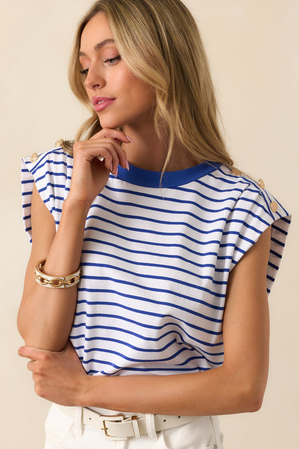 Harbor Stroll Royal Blue Stripe Top