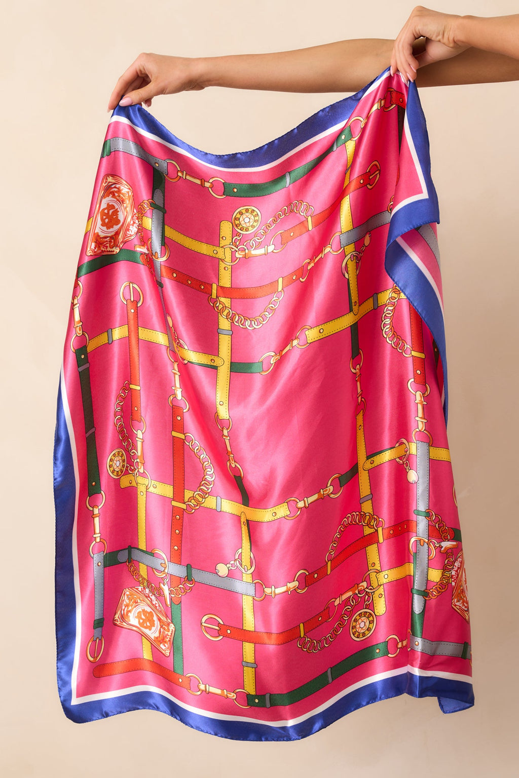 Like Magic Fuchsia Multi Print Satin Scarf