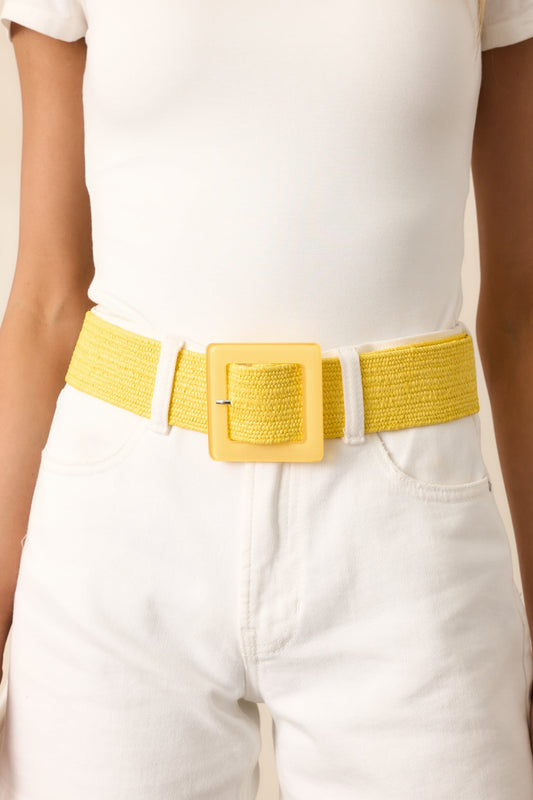 Everything Falls Into Place Yellow Woven Straw Belt