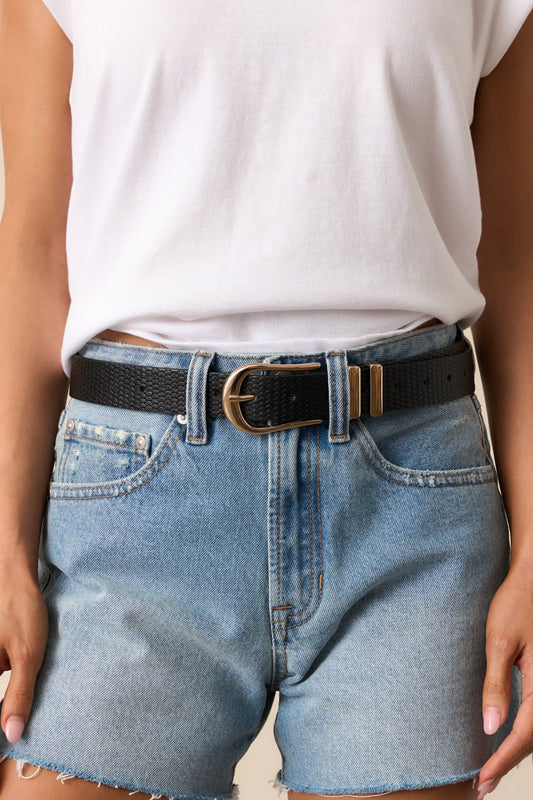 Desert Radiance Black Woven Textured Belt