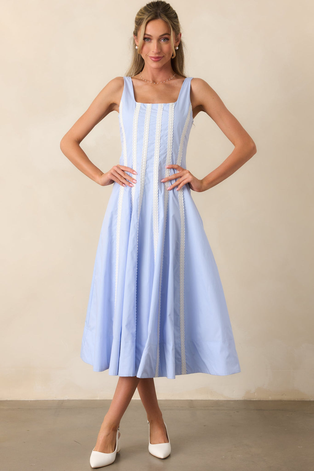 Bancroft Baby Blue Cotton Midi Dress