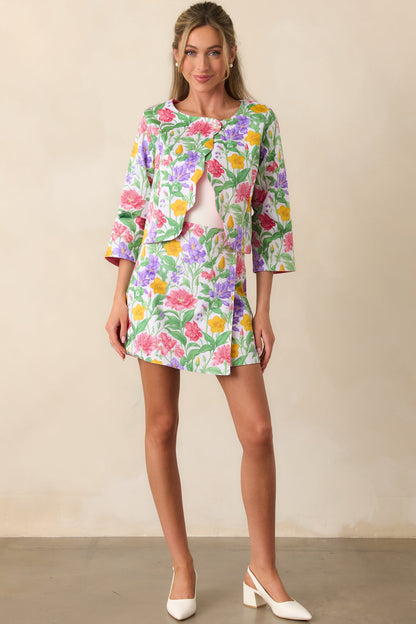 Beaumont Reversible Garden Party Floral Cotton Scallop Jacket