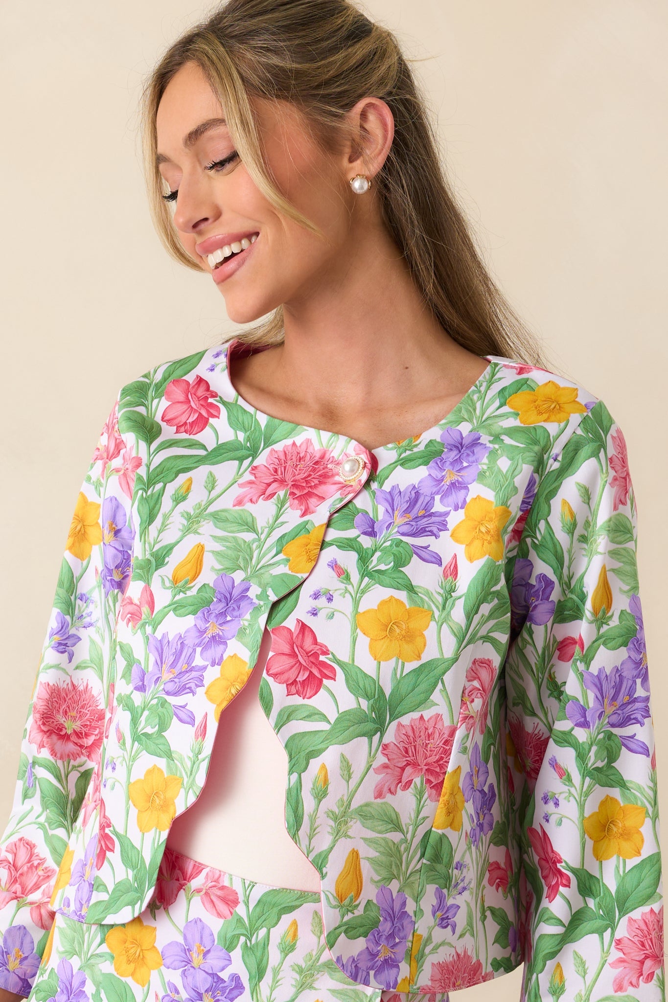 Beaumont Reversible Garden Party Floral Cotton Scallop Jacket