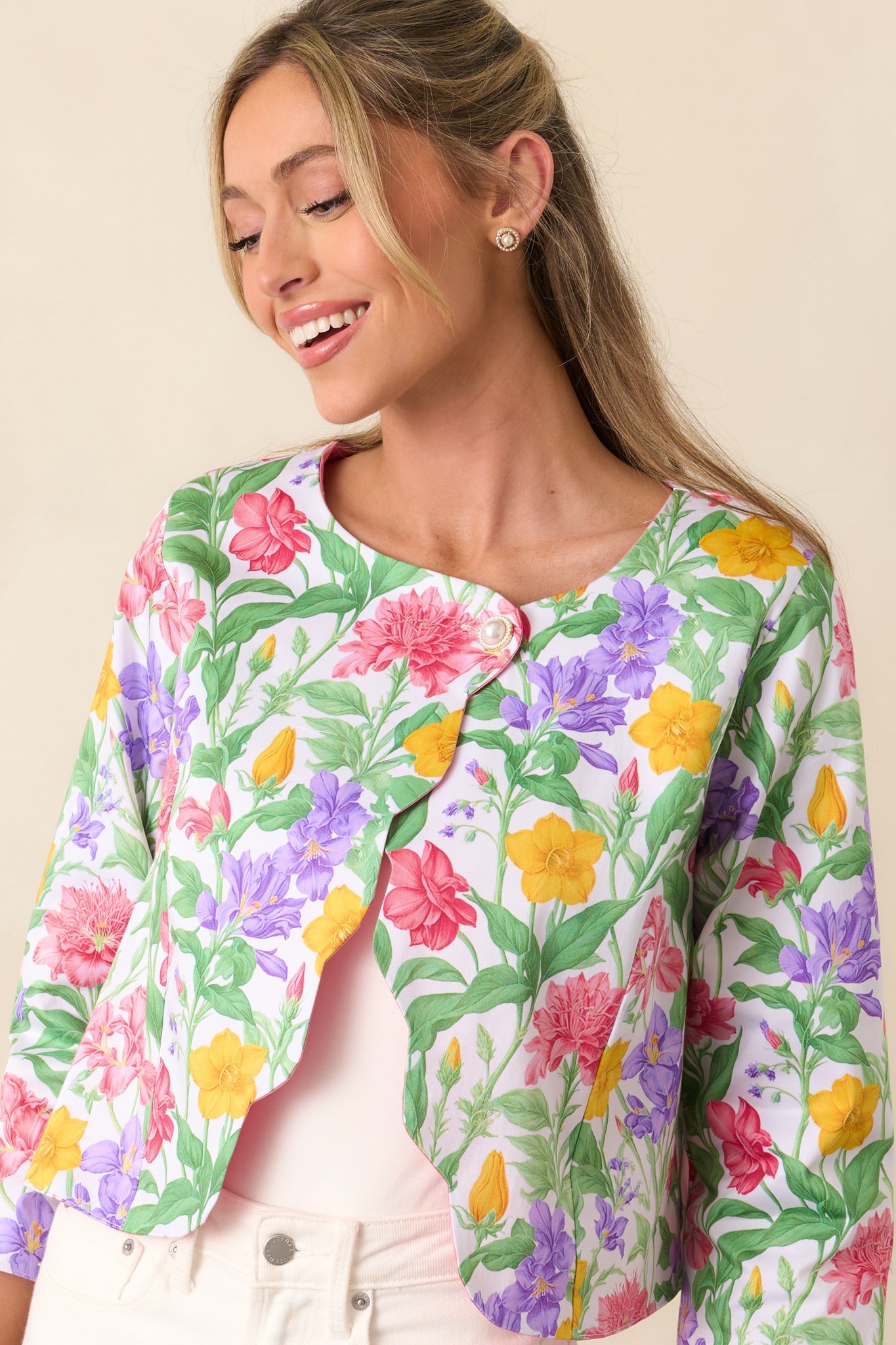 Beaumont Reversible Garden Party Floral Cotton Scallop Jacket