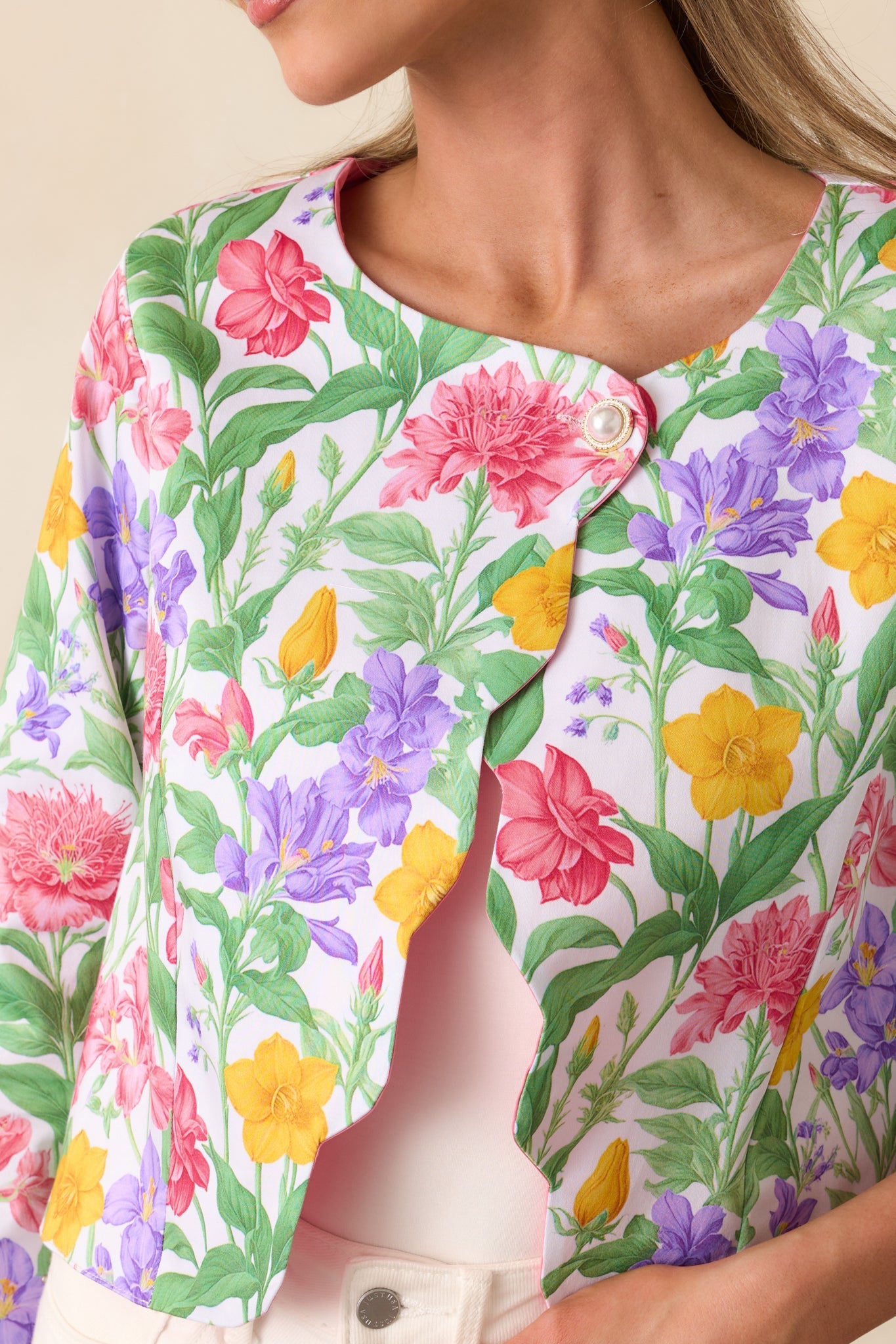 Beaumont Reversible Garden Party Floral Cotton Scallop Jacket