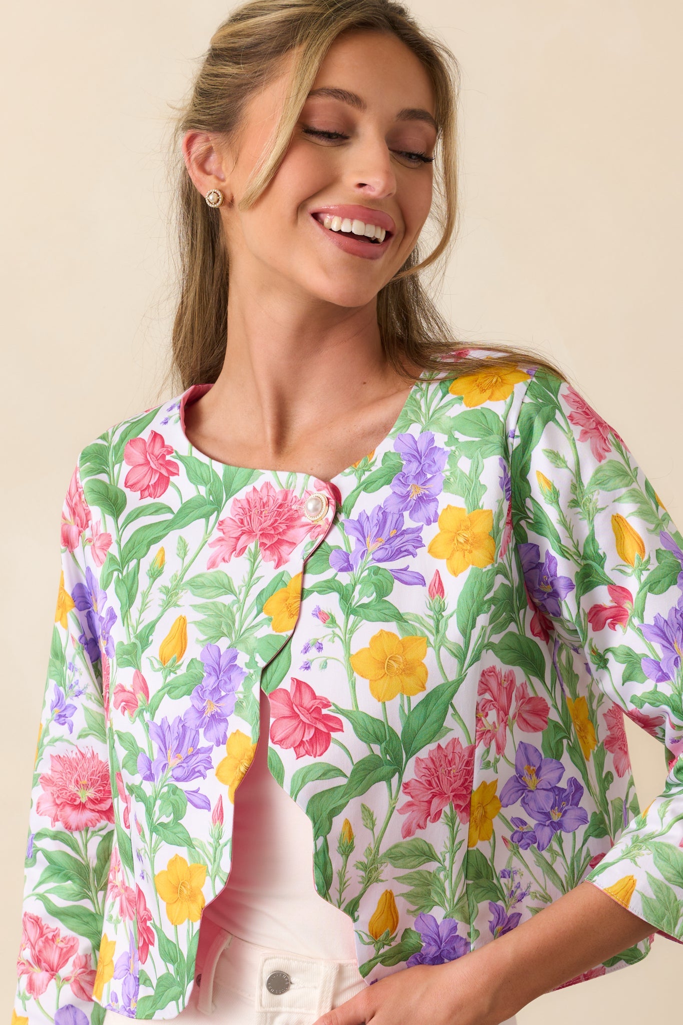 Beaumont Reversible Garden Party Floral Cotton Scallop Jacket