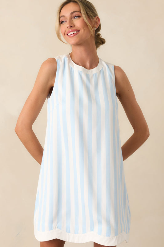 York Bonnet Blue Stripe Scallop Shift Dress (RESTOCK ETA JUNE)