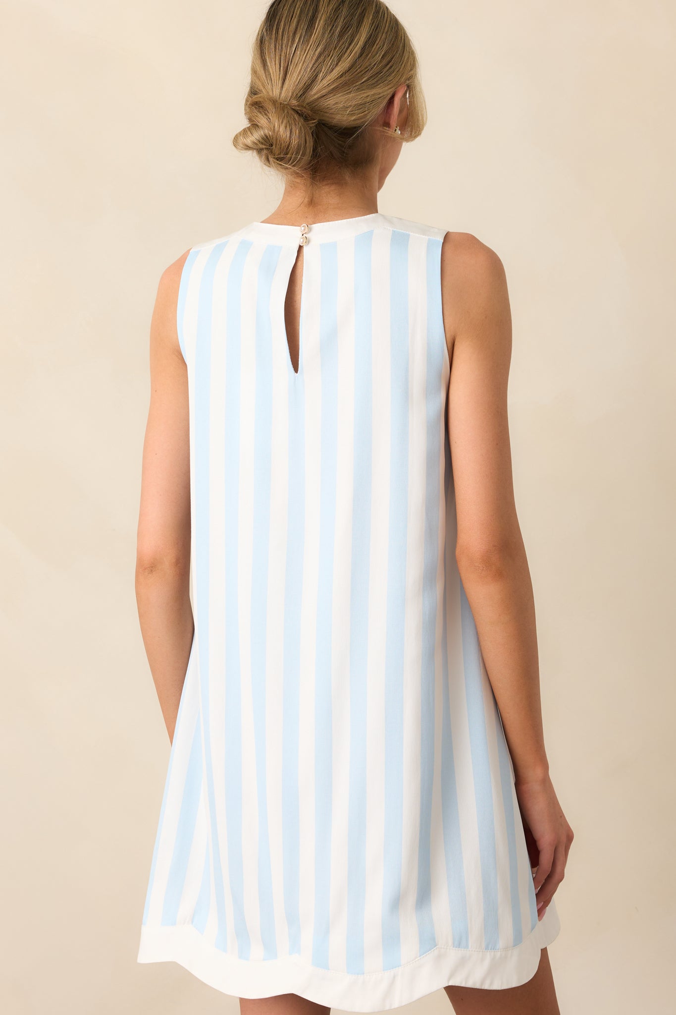 York Bonnet Blue Stripe Scallop Shift Dress (RESTOCK ETA JUNE)