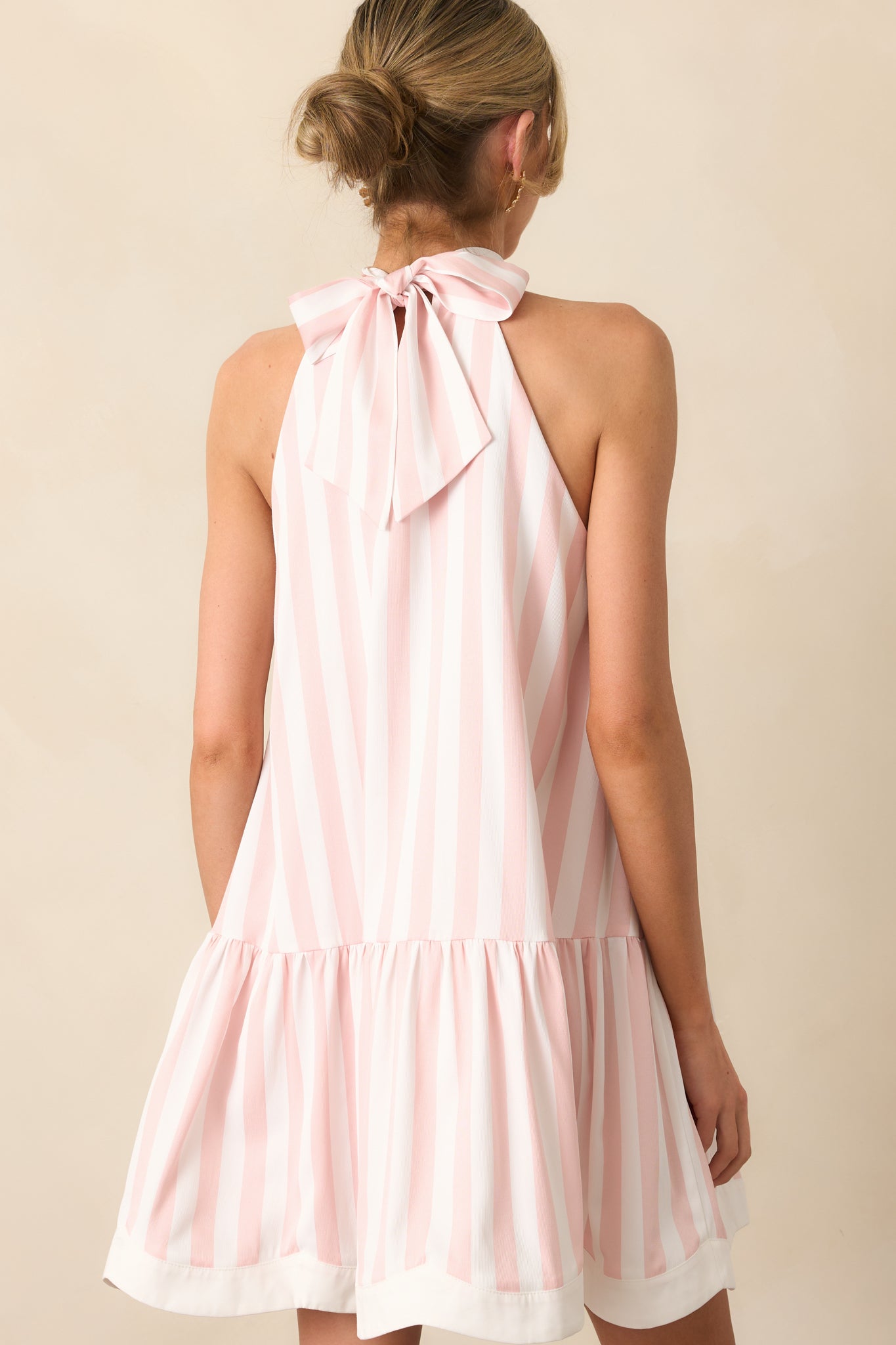Gatsby Azalea Pink Stripe Scalloped Swing Dress