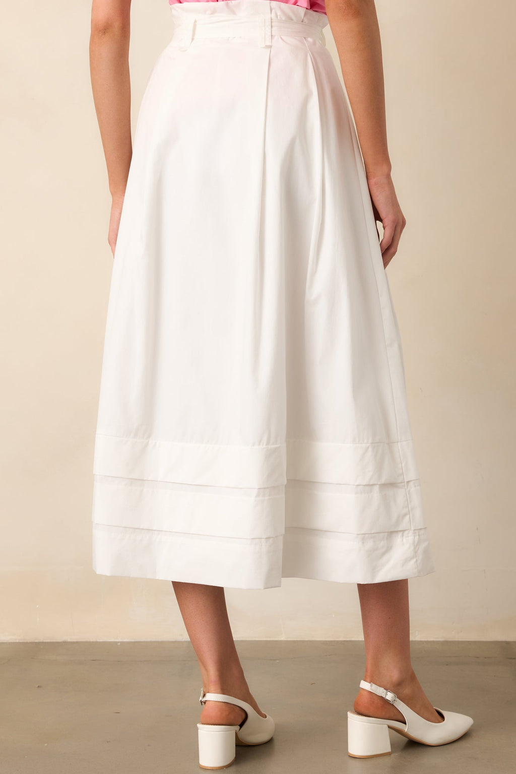 Ashford White Cotton Midi Skirt