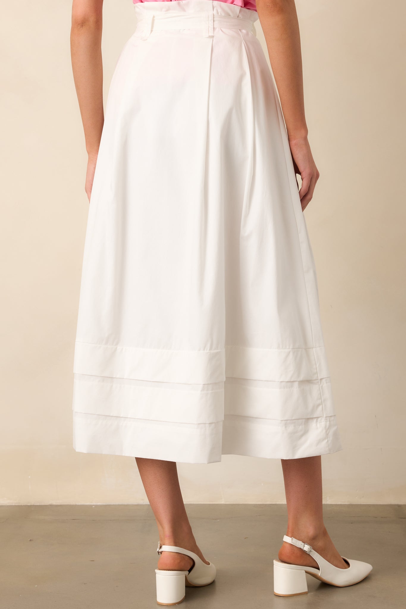 Ashford White Cotton Midi Skirt
