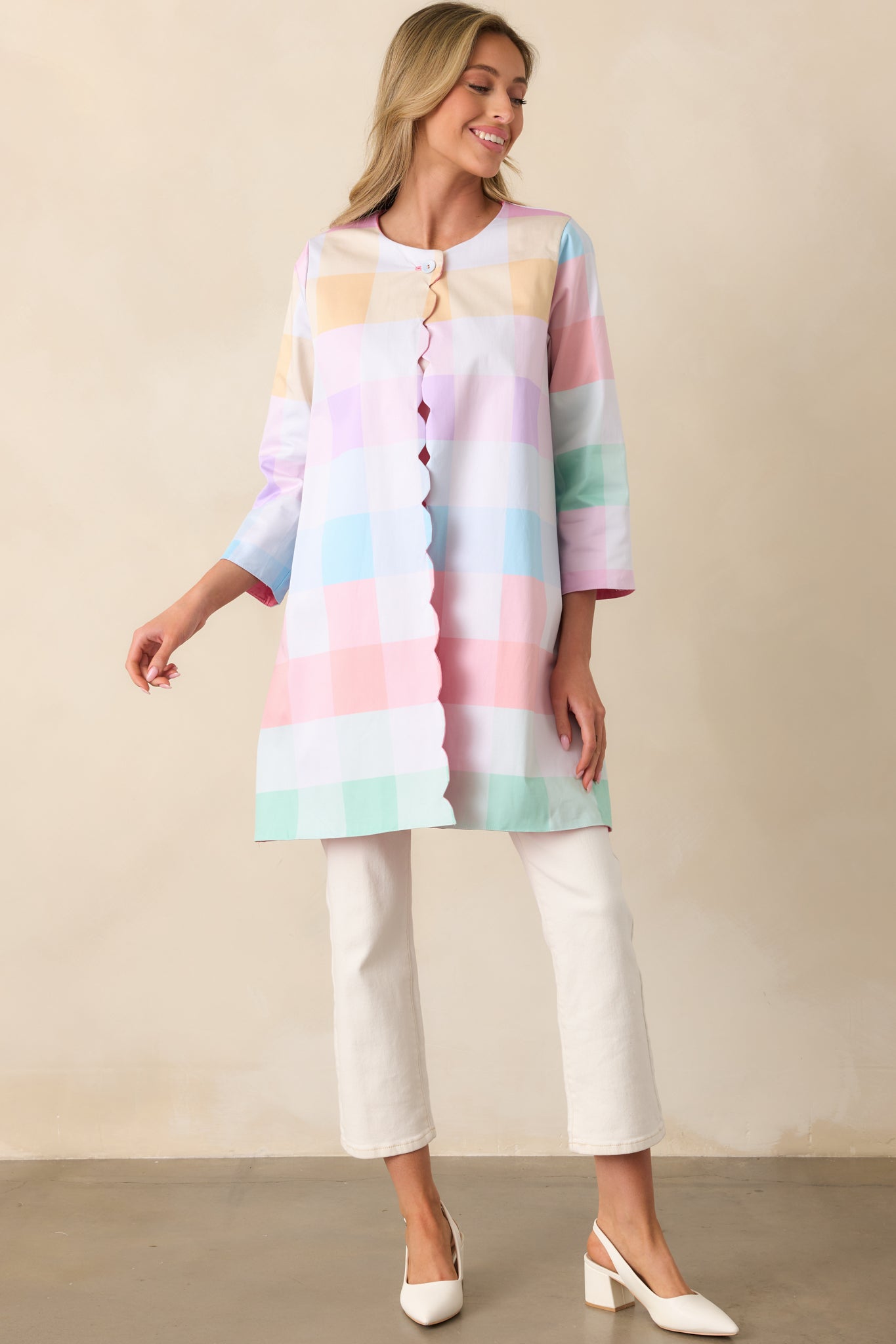 Easton Easter Soiree Plaid Scalloped Reversible Cotton Jacket