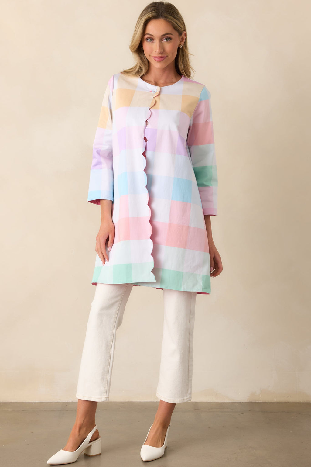 Easton Easter Soiree Plaid Scalloped Reversible Cotton Jacket