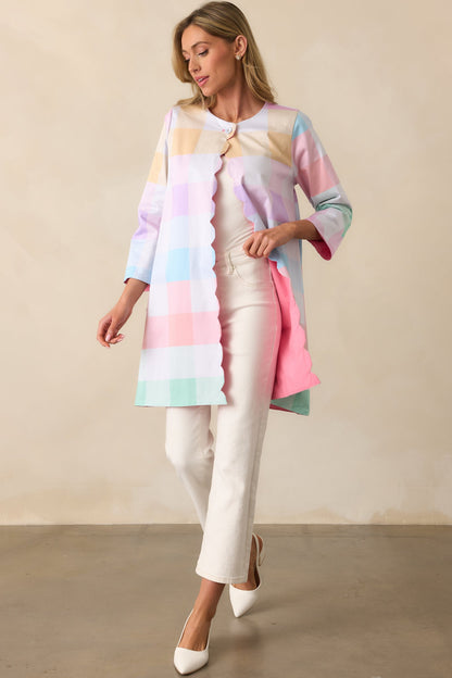 Easton Easter Soiree Plaid Scalloped Reversible Cotton Jacket