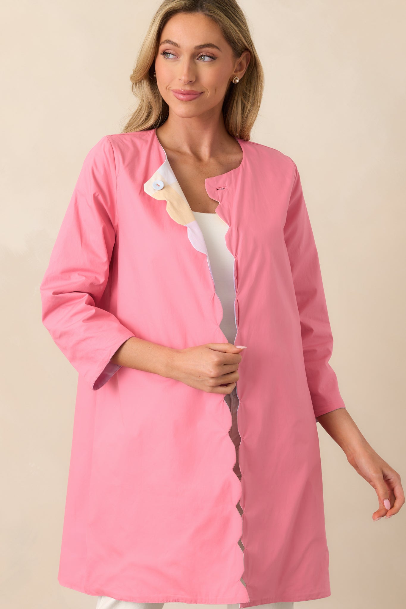 Easton Easter Soiree Plaid Scalloped Reversible Cotton Jacket