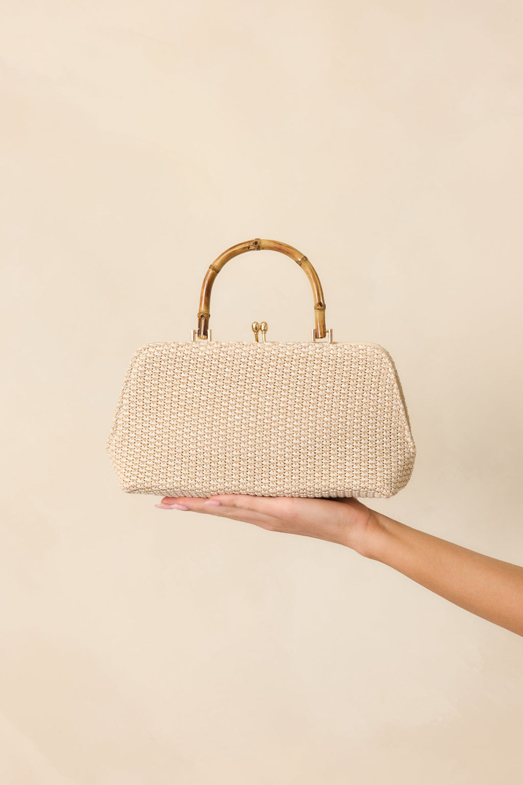Finding Paradise Ivory Bamboo Handle Woven Handbag