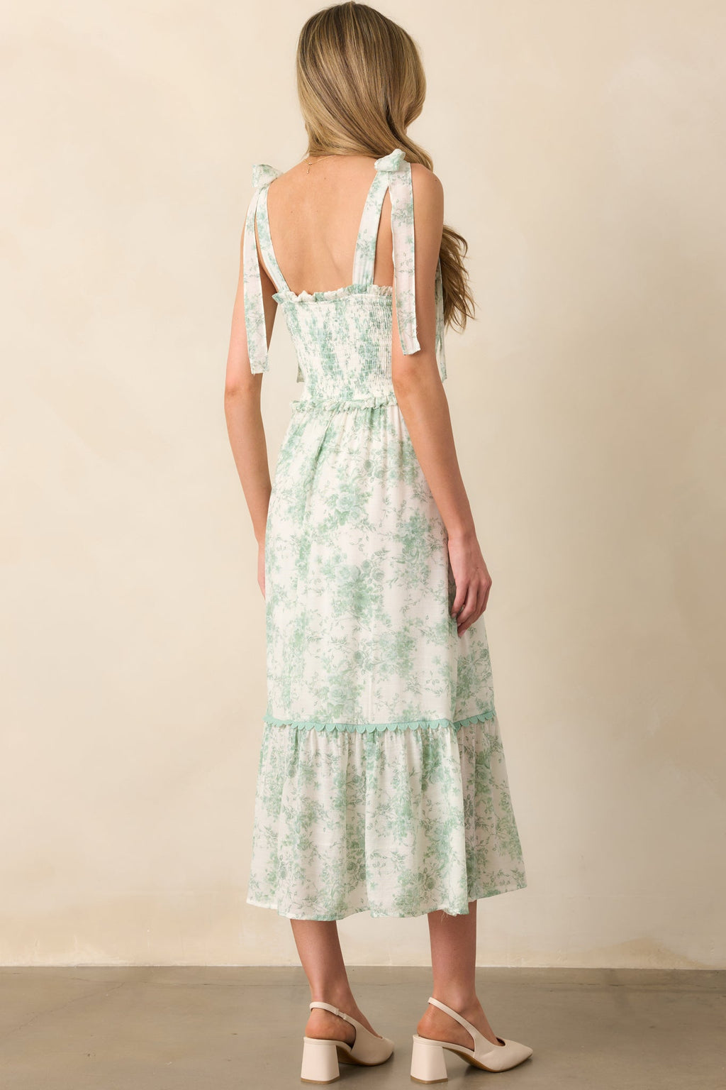 Happy Looks Good On You Light Green Toile Midi Dress