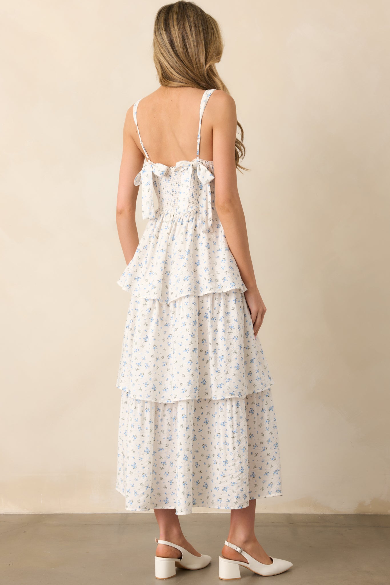 In The Wildflowers Blue Floral Tiered Maxi Dress