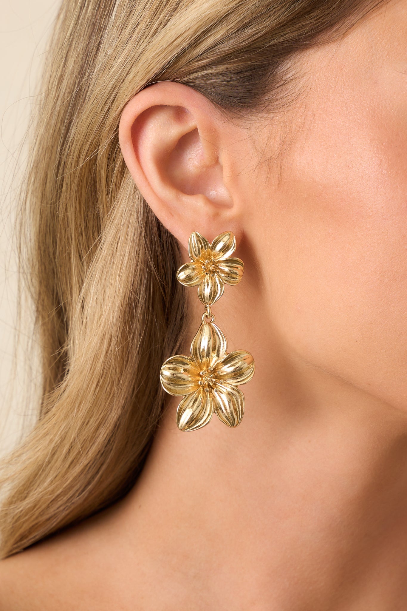 Count Your Blessings Gold Flower Drop Earrings