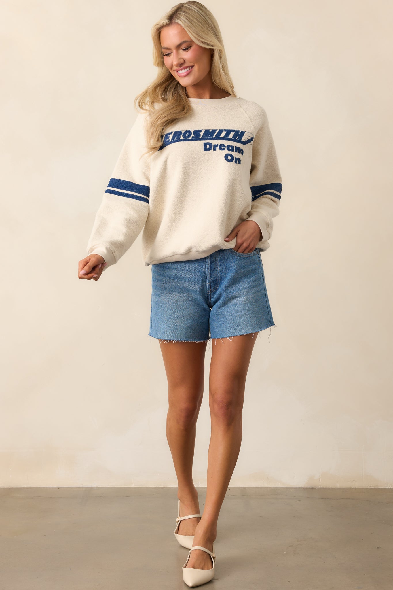 Aerosmith Ivory Dream On Reverse Raglan Sweatshirt