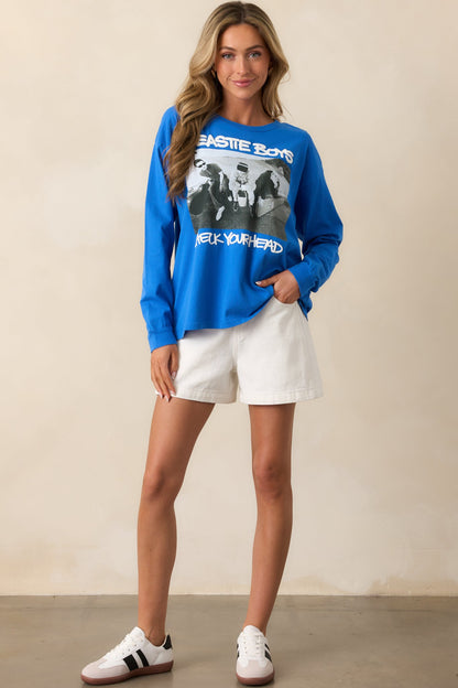 Beastie Boys Cobalt Blue Check Your Head Long Sleeve Merch Tee