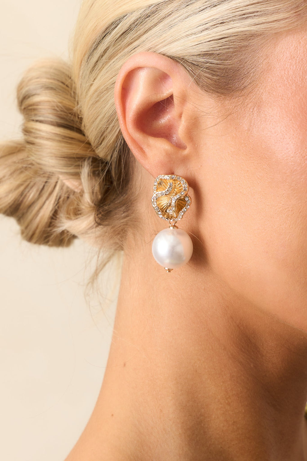 In The Loop Gold & Ivory Faux Pearl Drop Earrings