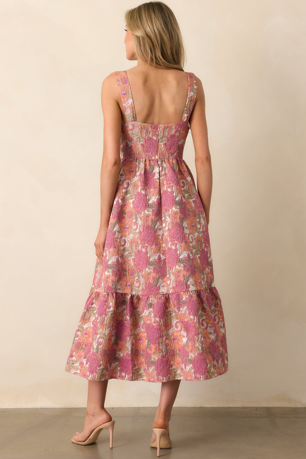 Anything Is Possible Mauve Floral Jacquard Maxi Dress