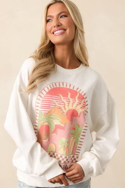 Z Supply Sea Salt Ivory Paraiso Sunday Sweatshirt